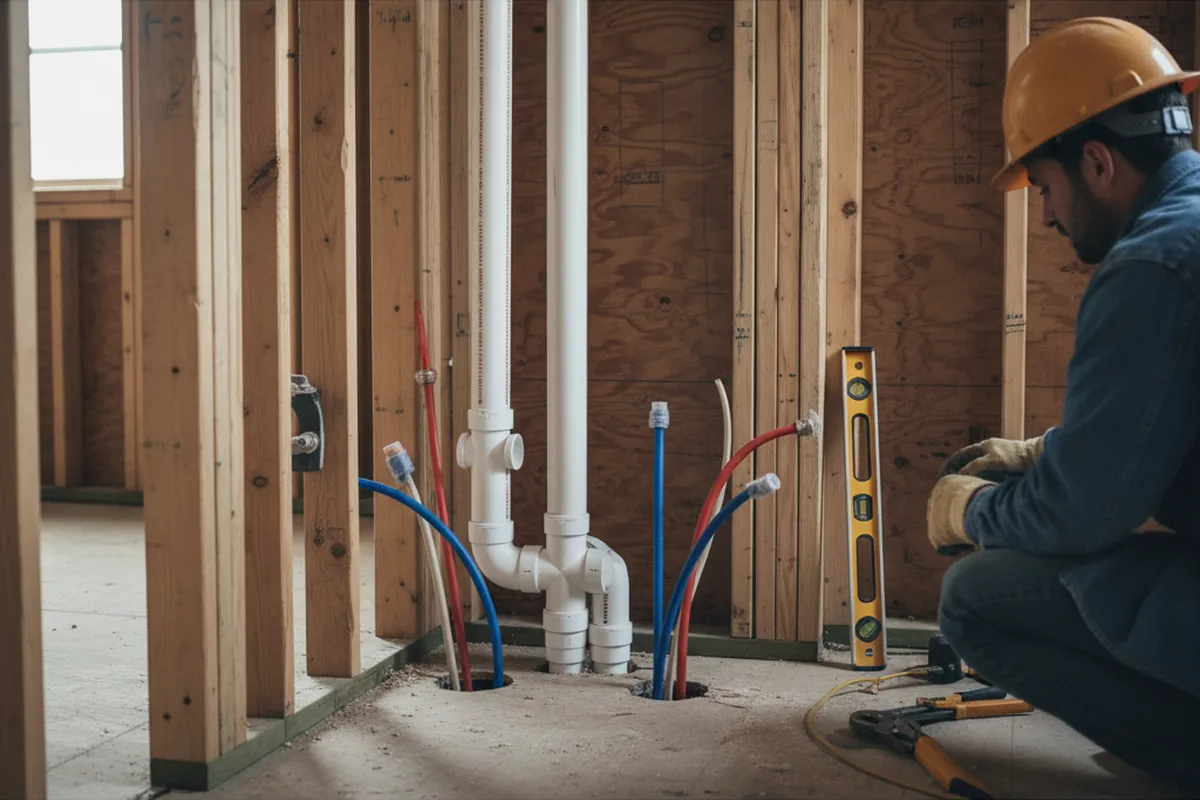 Drain and supply rough-in during Leak Detection in Island Lake